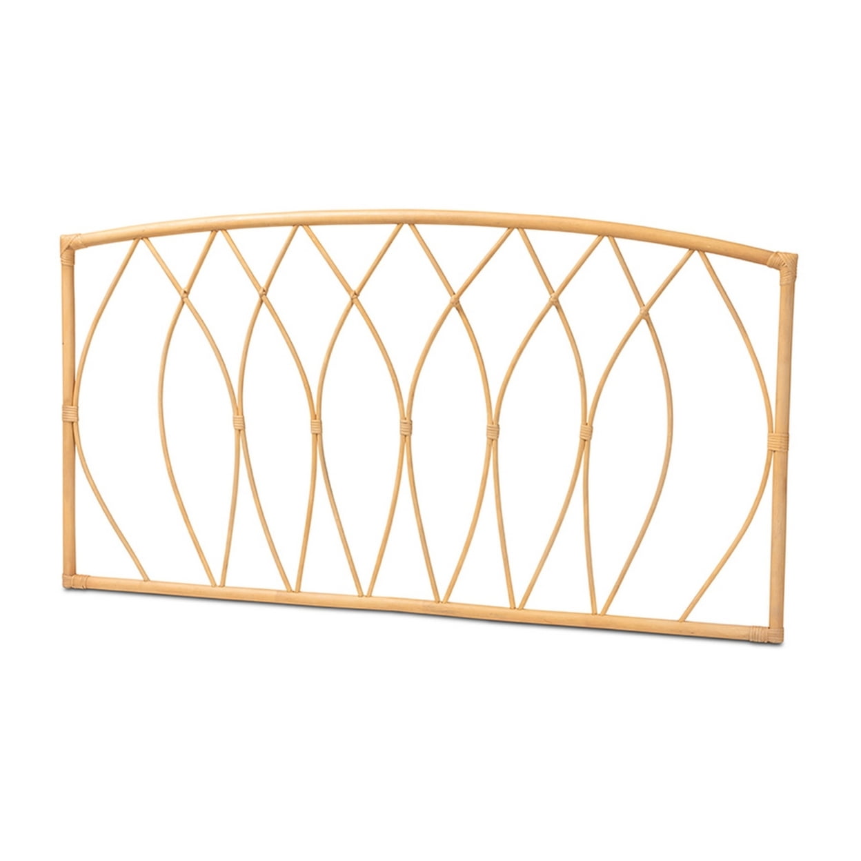 Baxton Studio Halia Modern Bohemian Natural Brown Rattan Queen Size Wall-mount Headboard