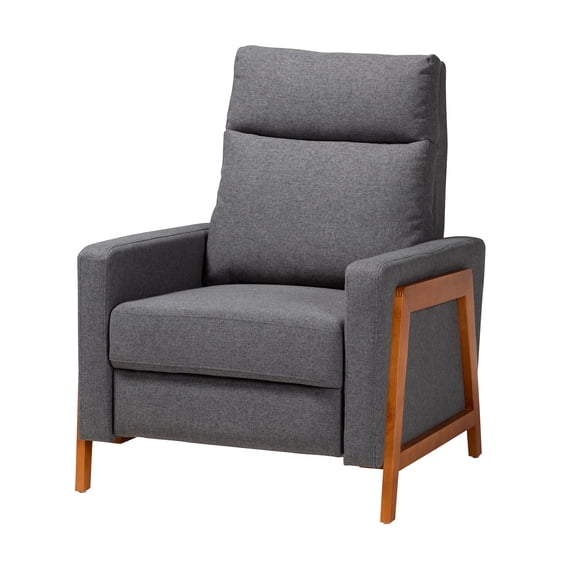Baxton Studio Halstein Mid-century Modern Grey Fabric Upholstered Lounge Chair