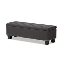 Baxton Studio Hannah Modern and Contemporary Dark Grey Fabric Upholstered Button-Tufting Storage Ottoman Bench
