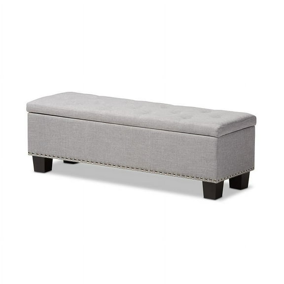 Baxton Studio Hannah Modern and Contemporary Grayish Beige Fabric Upholstered Button-Tufting Storage Ottoman Bench