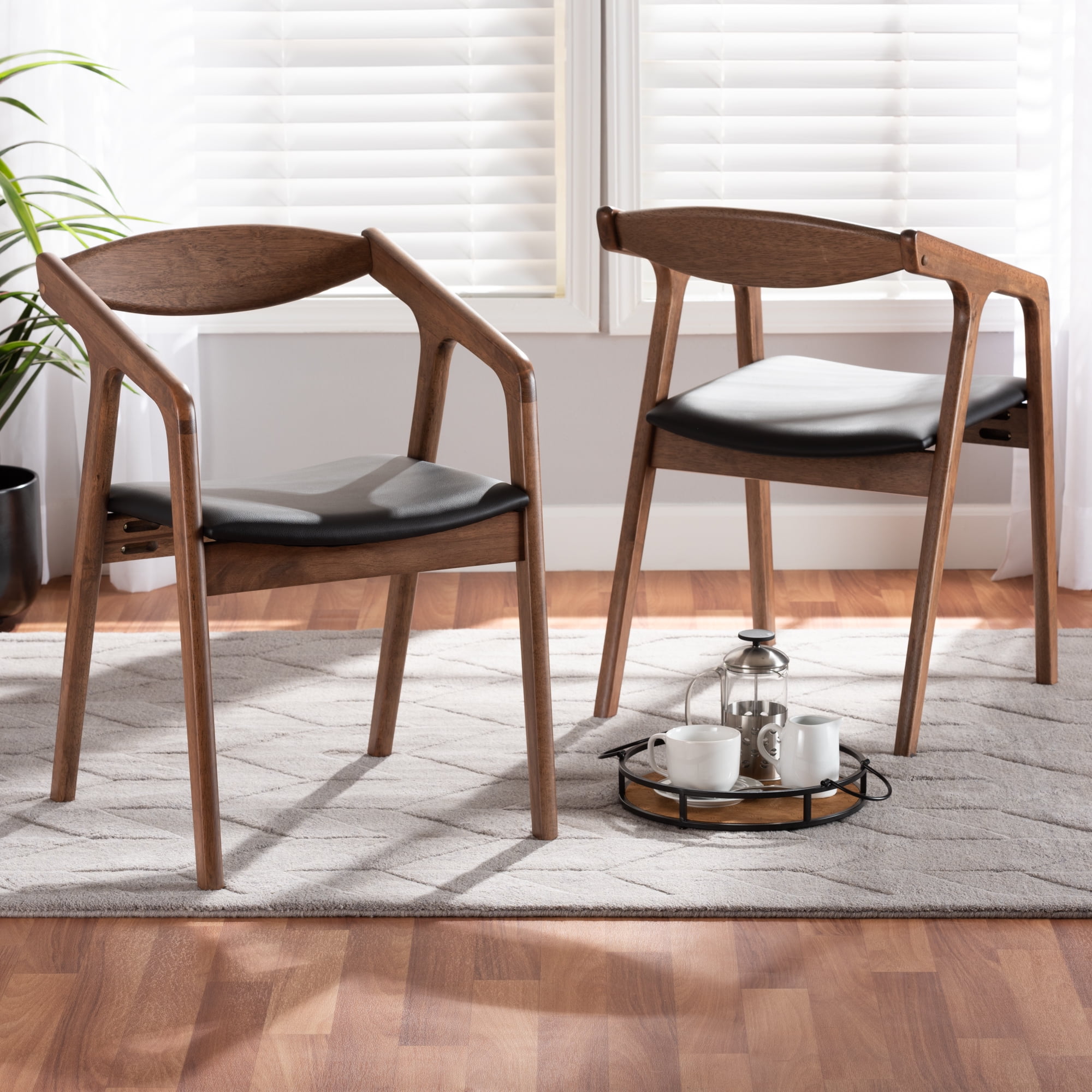 Baxton Studio Harland Dining Chair, Set of 2, Black