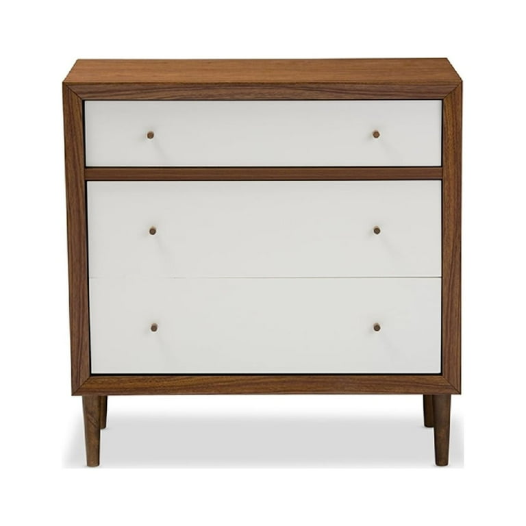 Baxton Studio Harlow Mid-century Modern Scandinavian Style White and Walnut Wood 3-drawer Chest Baxton Studio Harlow Mid-century Modern Scandinavian Style White and Walnut Wood 3-drawer Chest
