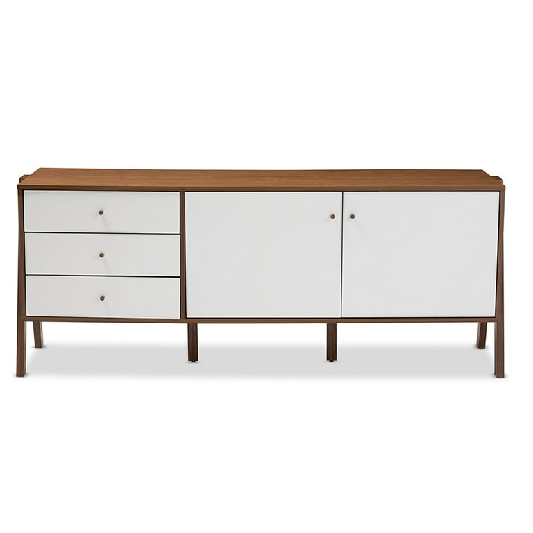 Baxton Studio Harlow Mid-century Modern Scandinavian Style White and Walnut Wood Sideboard Storage Cabinet Baxton Studio Harlow Mid-century Modern Scandinavian Style White and Walnut Wood Sideboard Storage Cabinet