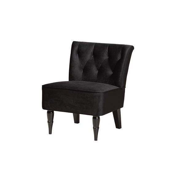 Baxton Studio Harmon Modern and Contemporary Transitional Black Velvet Fabric Upholstered and Walnut Brown Finished Wood