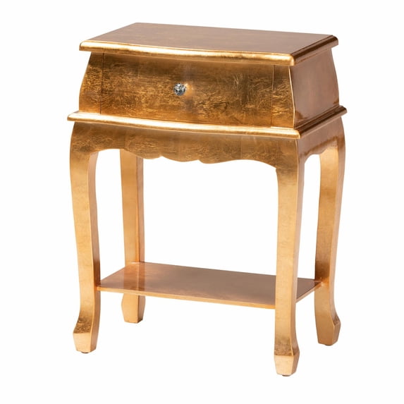 Baxton Studio Harriet Classic 1-Drawer End Table, 25-5/8"H x 19-3/4"W x 12-5/8"D, Gold