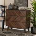 thumbnail image 1 of Baxton Studio Hartman Mid-Century Modern Walnut Brown Finished Wood 3-Drawer Storage Chest, 1 of 10