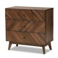 thumbnail image 1 of Baxton Studio Hartman Mid-Century Modern Walnut Brown Finished Wood 3-Drawer Storage Chest, 1 of 7