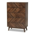 thumbnail image 1 of Baxton Studio Hartman Mid-Century Modern Walnut Brown Finished Wood 5-Drawer Storage Chest, 1 of 7