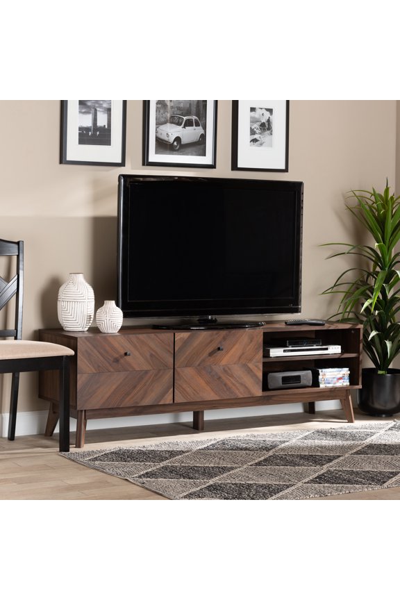 Hartman Mid-Century Modern Walnut Brown Finished Wood TV Stand