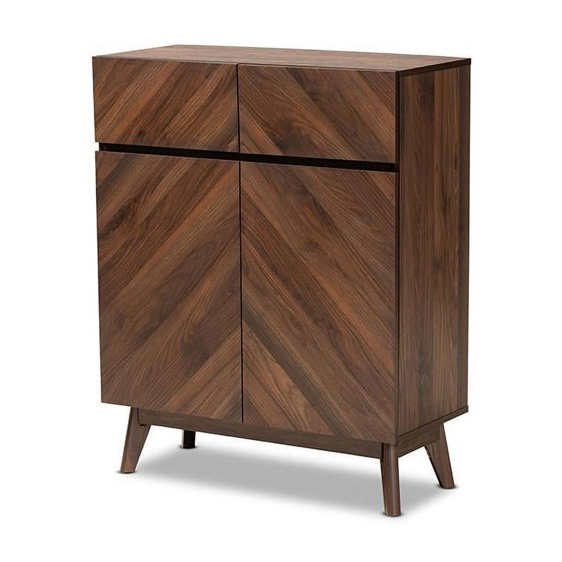 Hartman Walnut Brown Finished Wood Mid-Century Modern Shoe Cabinet