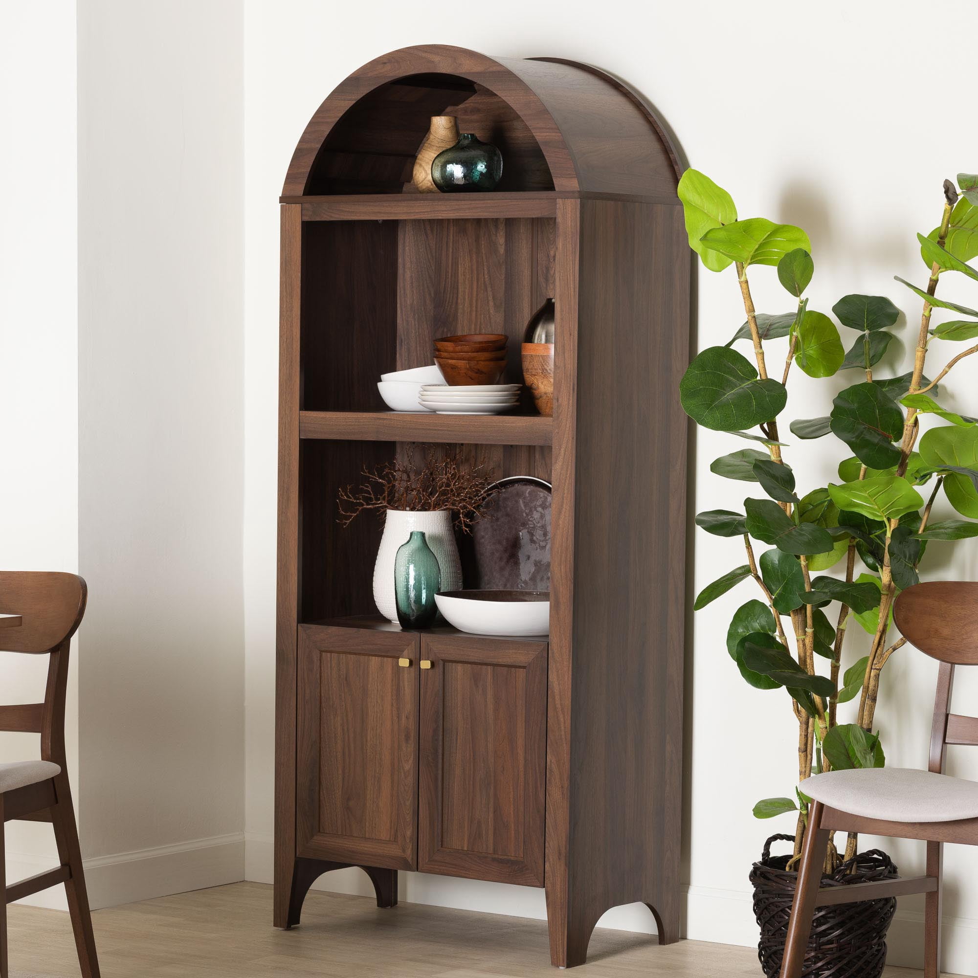 Baxton Studio Hayes Mid-Century Storage Cabinet, Walnut Brown