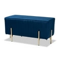 thumbnail image 1 of Baxton Studio Helaine Fabric Bench Ottoman, 17-11/16"H x 35-3/8"W x 15-11/16"D, Navy Blue/Gold, 1 of 7