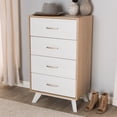 thumbnail image 1 of Baxton Studio Helena Mid-Century Modern Natural Oak and Whitewashed Finished Wood 4-Drawer Chest, 1 of 8