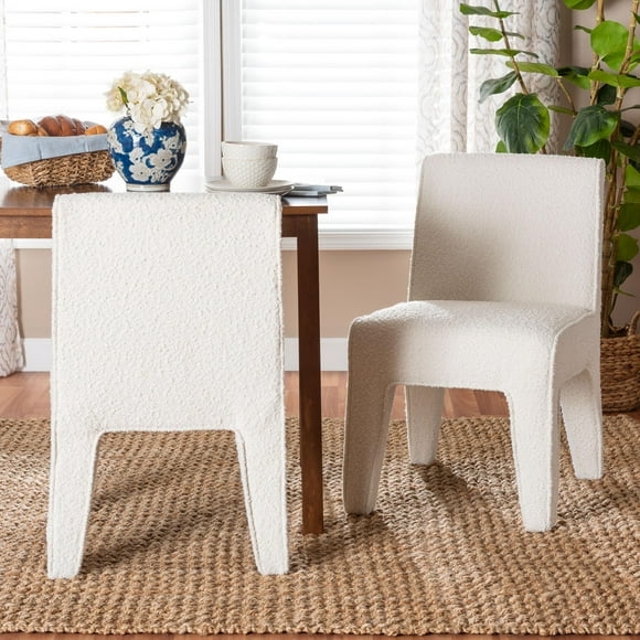 Baxton Studio Helios Modern Dining Chair, Set of 2, 17"H, Cream