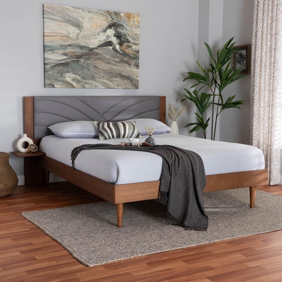 Baxton Studio Hemera Mid-Century Platform bed, King, Walnut Brown