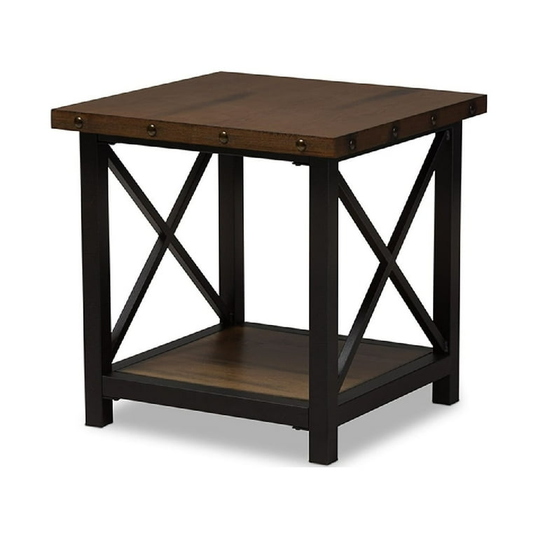 Baxton Studio Herzen Rustic Industrial Style Antique Black Textured Finished Metal Distressed Wood Occasional Console Table Baxton Studio Herzen Rustic Industrial Style Antique Black Textured Finished Metal Distressed Wood Occasional Console Table