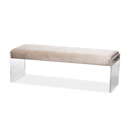Baxton Studio Hildon Beige Microsuede Fabric Upholstered Lux Bench