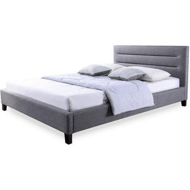 Baxton Studio Hillary Modern and Contemporary Queen Size Grey Fabric Upholstered Platform Base Bed Frame Baxton Studio Hillary Modern and Contemporary Queen Size Grey Fabric Upholstered Platform Base Bed Frame