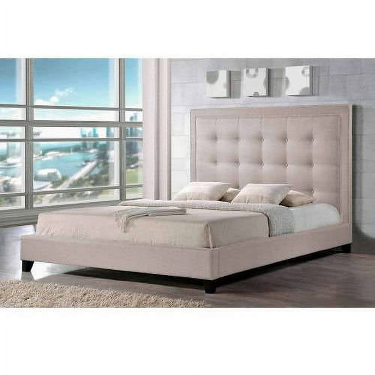 Baxton Studio Hirst King Platform Bed Light Beige Walmart