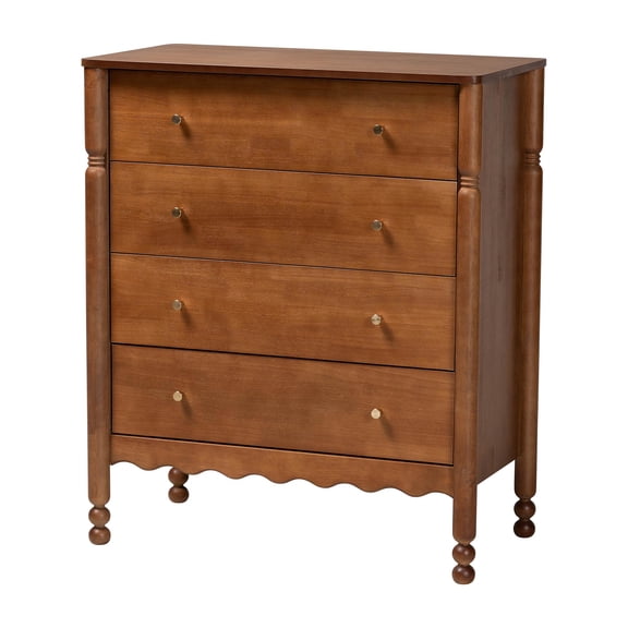 Baxton Studio Hoffman Chest 4-Drawer Vertical Storage Cabinet Walnut Brown