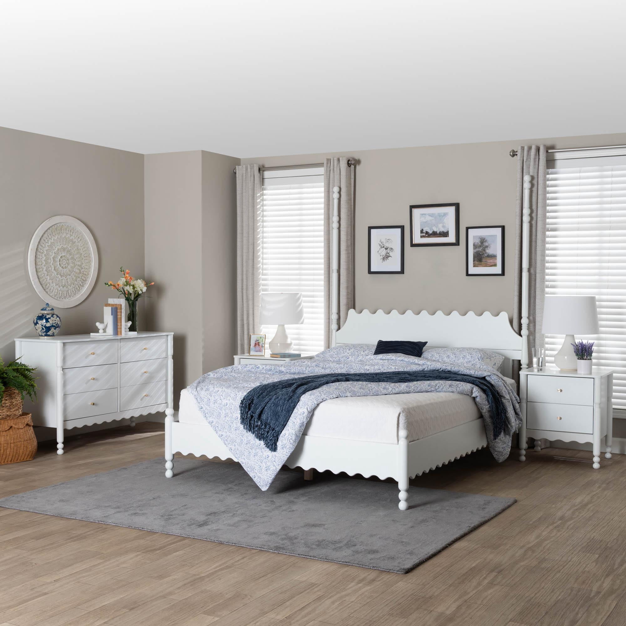 Baxton Studio Hoffman Modern Farmhouse Bedroom Set, King, 4-Piece, White