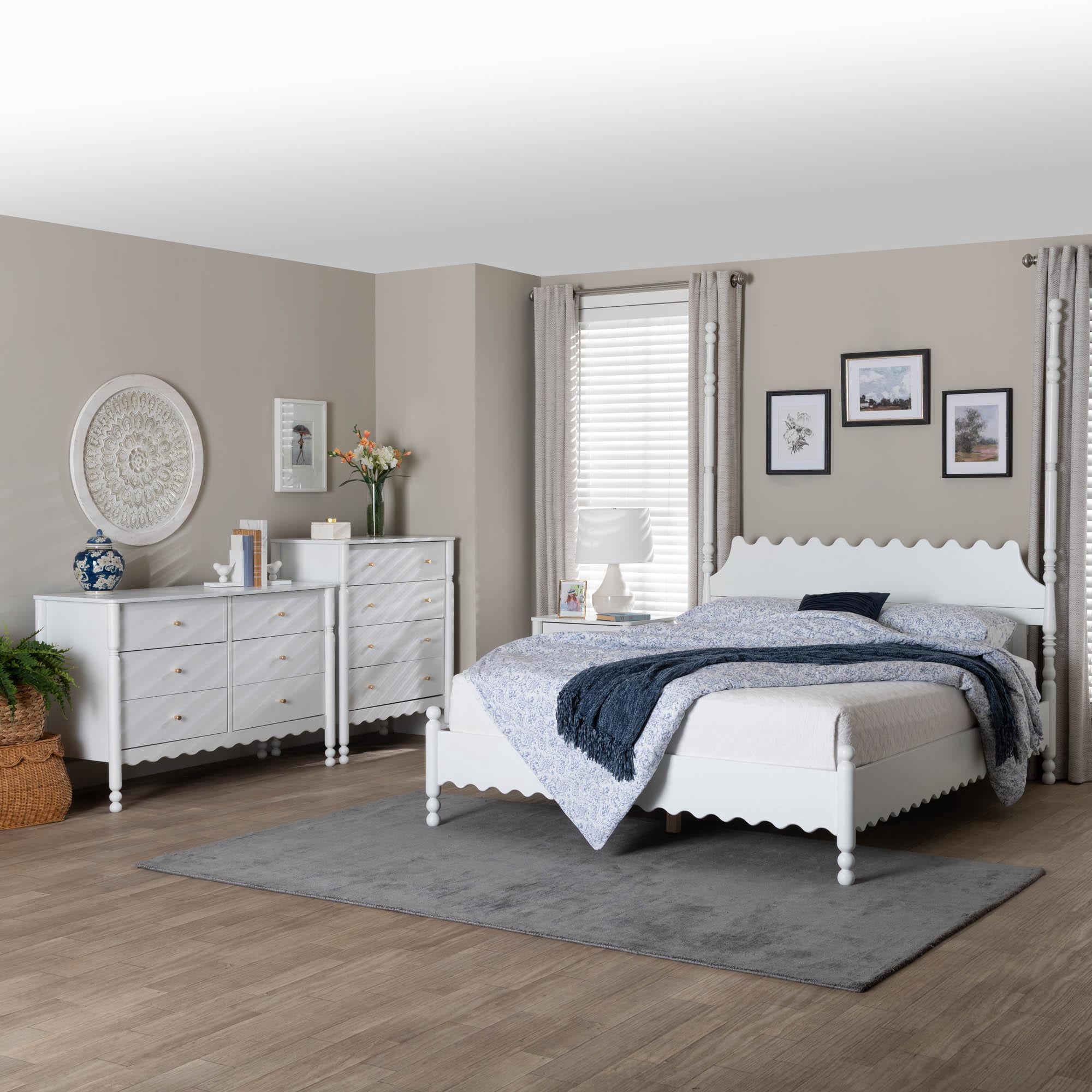 Baxton Studio Hoffman Modern Farmhouse Bedroom Set, Queen, 4-Piece, White