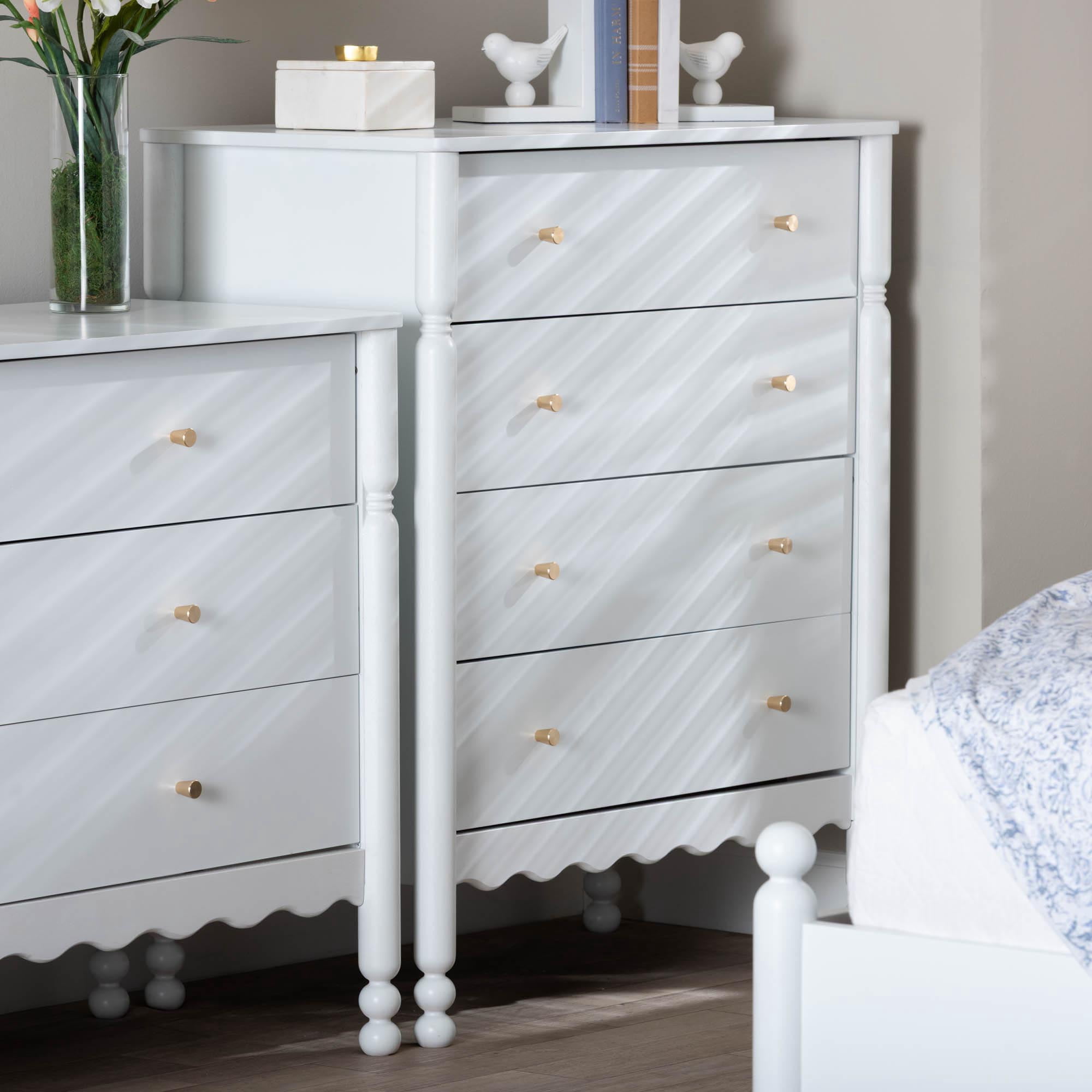 Baxton Studio Hoffman Modern Farmhouse Chest, 4-Drawer, White