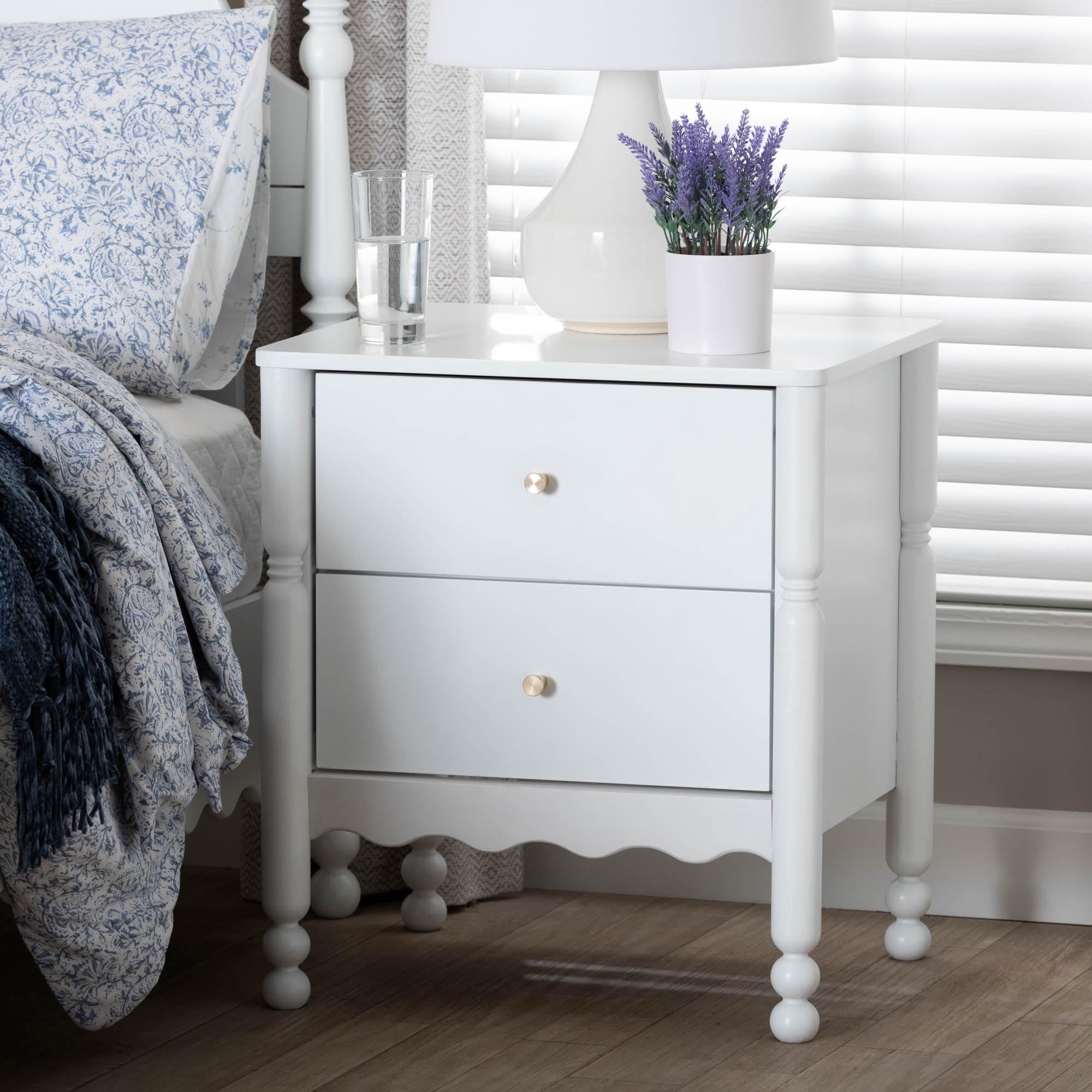 Baxton Studio Hoffman Modern Farmhouse Nightstand, 2-Drawer, White