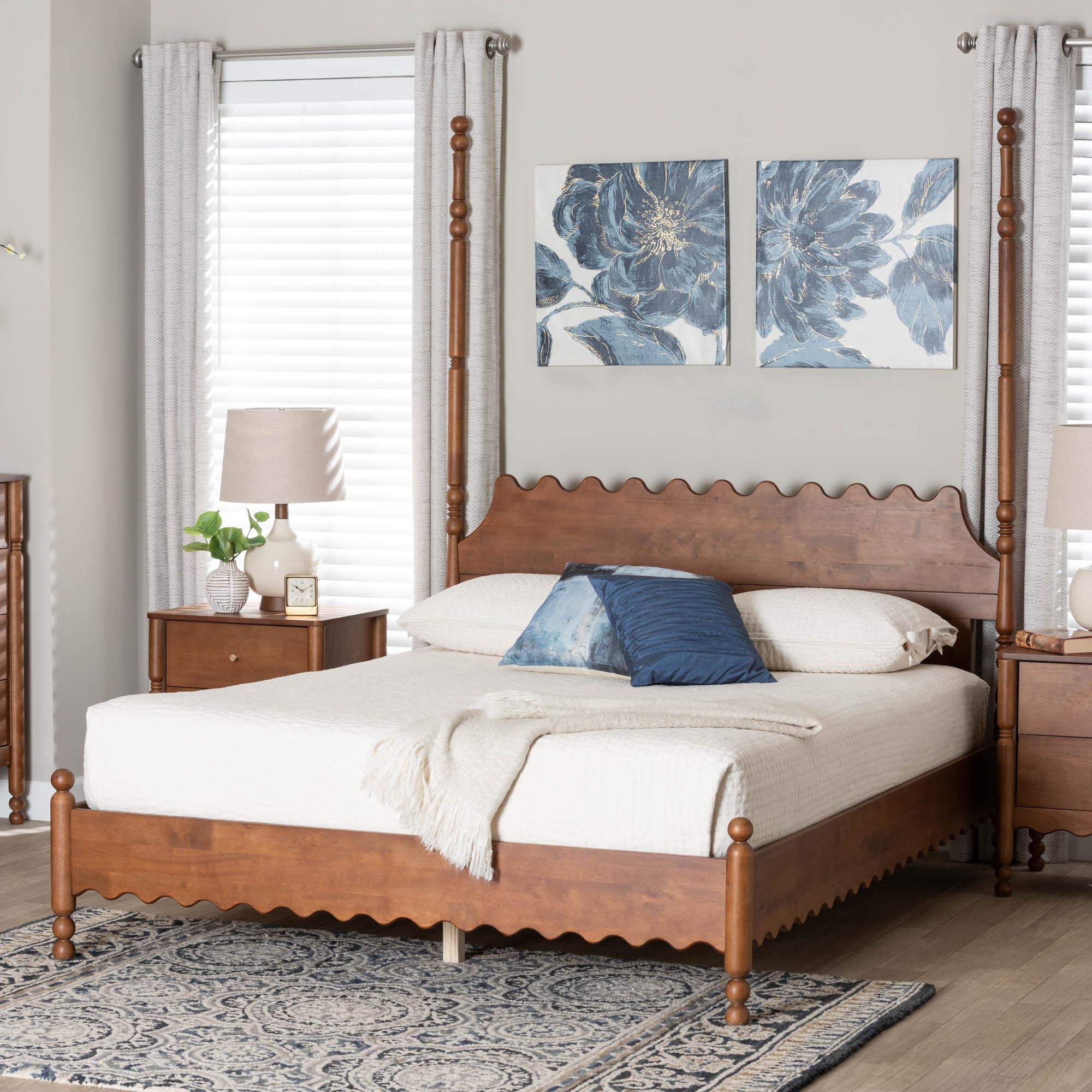 Baxton Studio Hoffman Modern Farmhouse Platform Bed, Queen, Walnut Brown