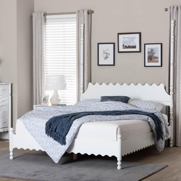 Baxton Studio Hoffman Modern Farmhouse Platform Bed, Queen, White