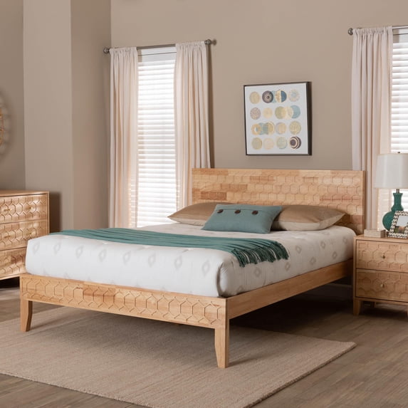 Baxton Studio Hosea Japandi Platform bed, King, Natural