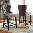 thumbnail image 1 of Baxton Studio Howell Modern Transitional Grey Velvet Upholstered and Dark Brown Finished Wood 2-Piece Counter Stool Set, 1 of 1