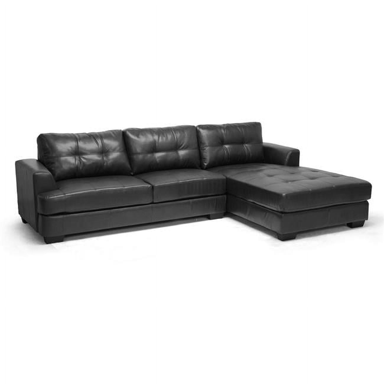 Baxton studio dobson black leather modern sectional sofa deals