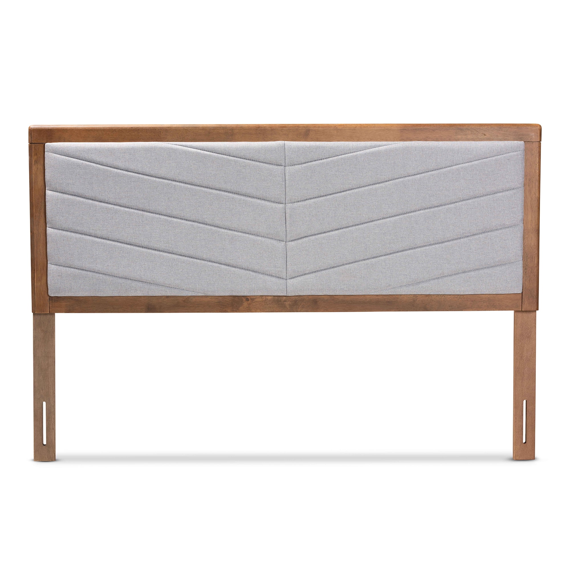 Light Grey and Walnut Brown Tufted Upholstered Queen Headboard