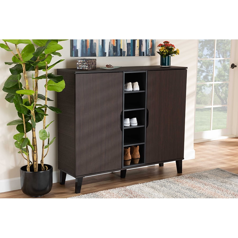 Baxton Studio Idina Mid-Century Modern Two-Tone Dark Brown