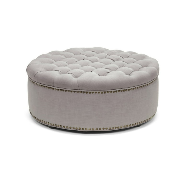 Baxton Studio Iglehart Gray Linen Modern Tufted Ottoman Baxton Studio Iglehart Gray Linen Modern Tufted Ottoman