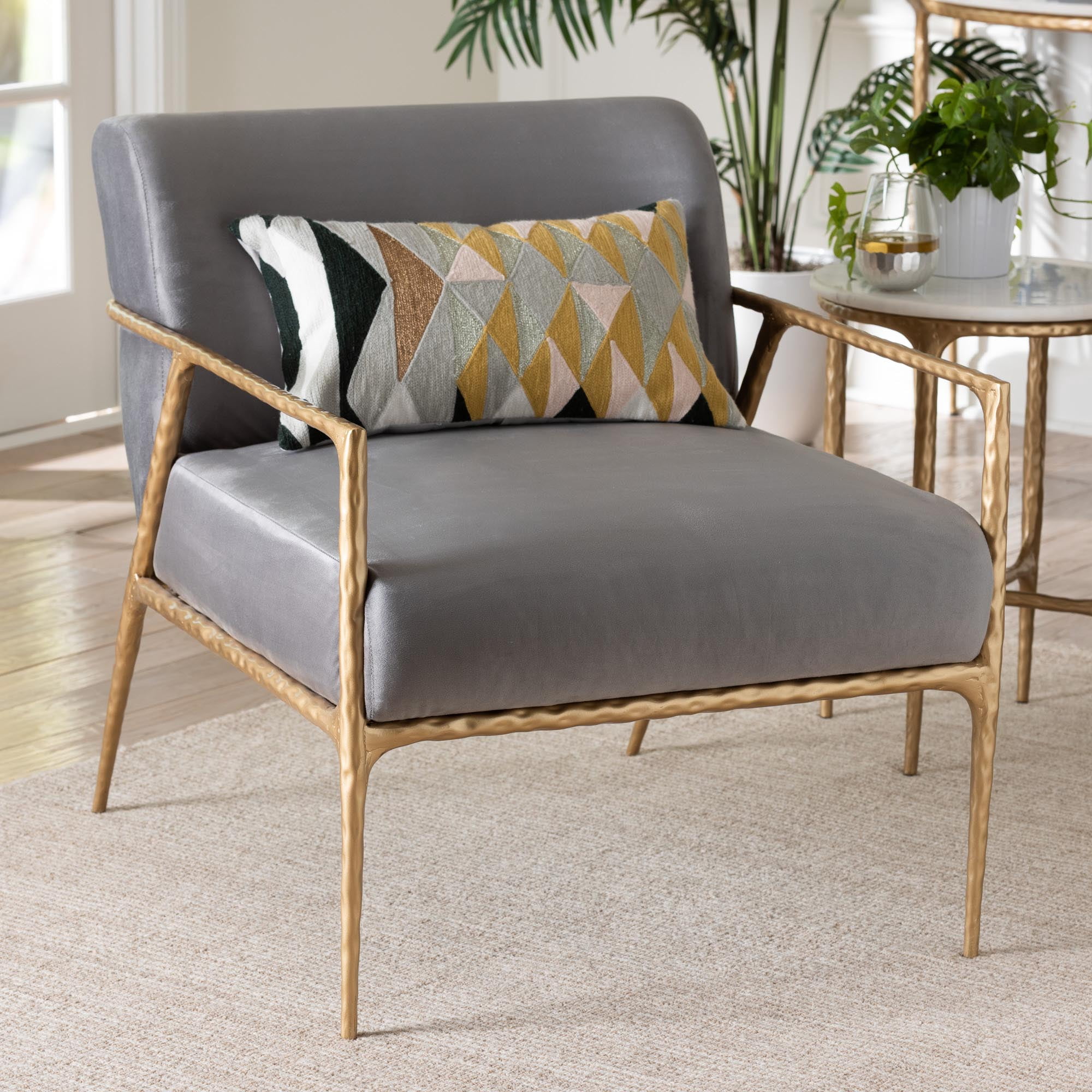 Baxton Studio Ilmari Modern Lounge Chair, Gold
