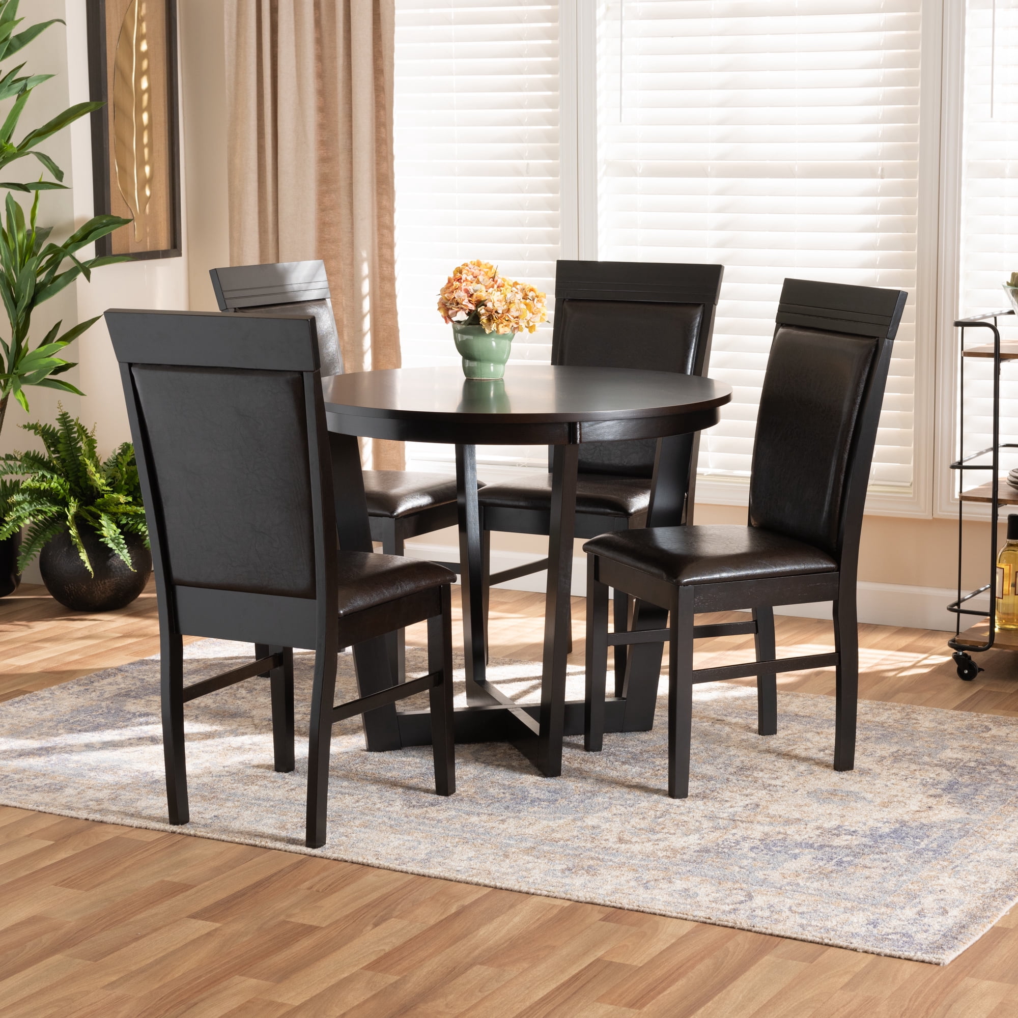 Baxton Studio Irma Modern Dining Set, 5-Piece, Espresso Brown