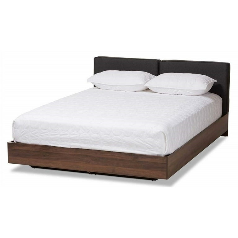 Baxton Studio Iselin Mid-Century Modern Brown Finished Dark Grey Fabric Upholstered Queen Sized Storage Platform Bed Baxton Studio Iselin Mid-Century Modern Brown Finished Dark Grey Fabric Upholstered Queen Sized Storage Platform Bed