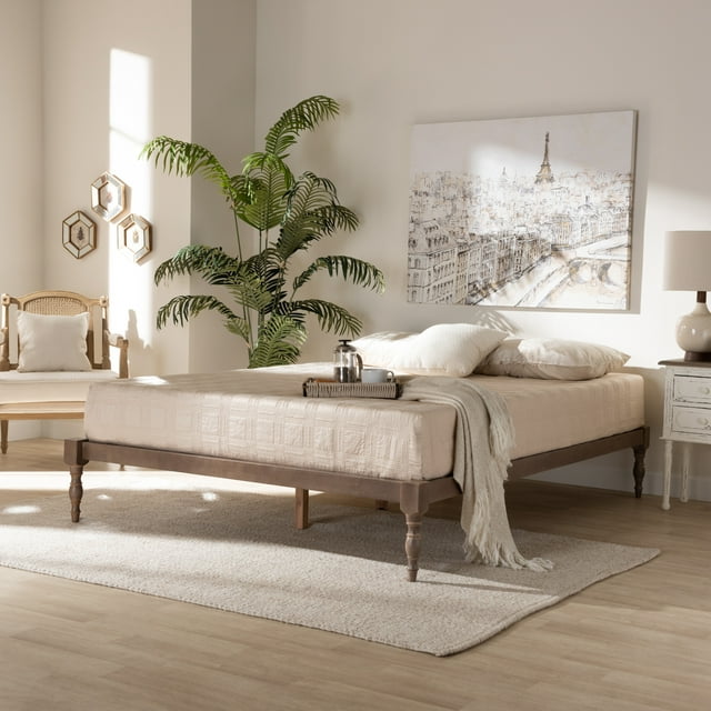 Baxton Studio Iseline Modern and Contemporary Antique Oak Finished Wood Full Size Platform Bed Frame