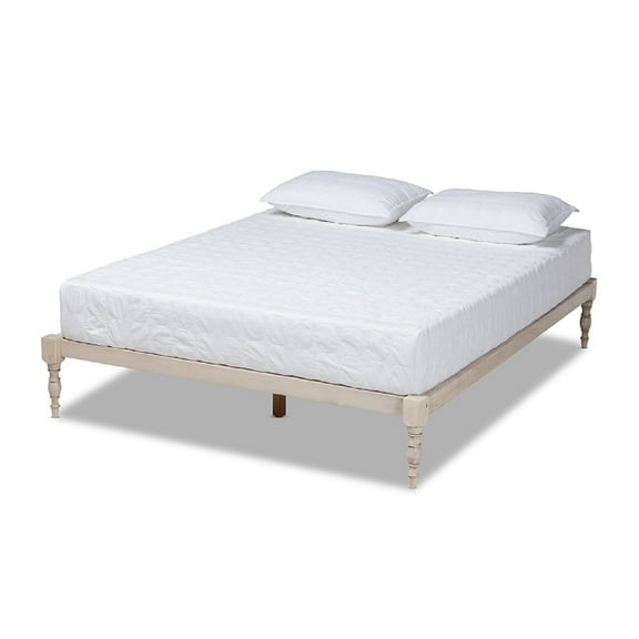 Baxton Studio Iseline Modern and Contemporary Antique White Finished Wood King Size Platform Bed Frame
