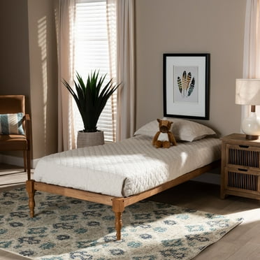 Baxton Studio Iseline Platform Wood Bed Frame, Ash Walnut, Twin