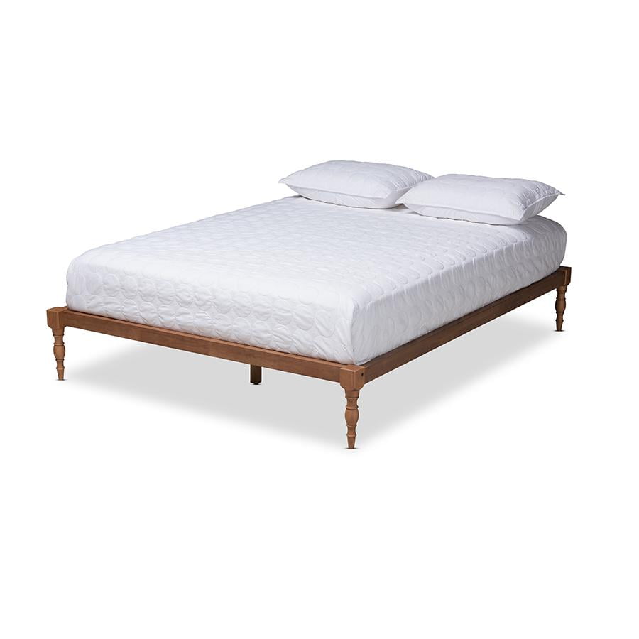 Iseline Contemporary Walnut Brown King Platform Bed with Turned Legs