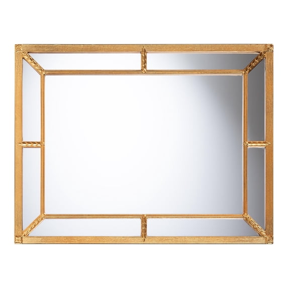 Baxton Studio Iskra Rectangular Mirror with Antique Goldleaf Frame - Modern Decorative Wall Accent for Living Room, Bedroom, or Entryway