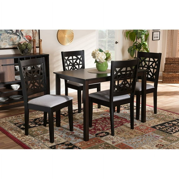 Baxton Studio Jackson Modern and Contemporary Grey Fabric Upholstered and Espresso Brown Finished Wood 5-Piece Dining