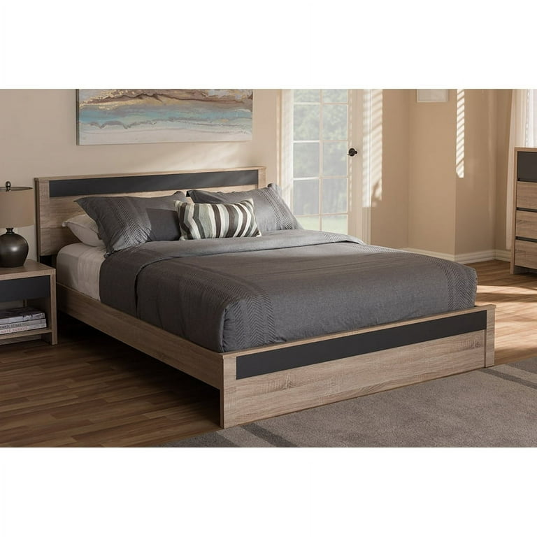 Baxton Studio Jamie Modern and Contemporary Two-Tone Oak and Grey Wood Queen Size Platform Bed Baxton Studio Jamie Modern and Contemporary Two-Tone Oak and Grey Wood Queen Size Platform Bed