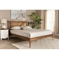 thumbnail image 1 of Baxton Studio Jamila Modern Transitional Walnut Brown Finished Wood and Synthetic Rattan Full Size Platform Bed, 1 of 7