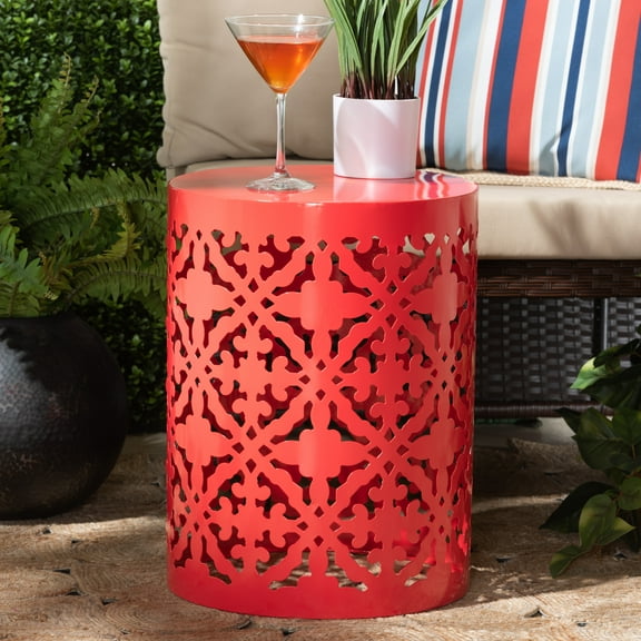 Baxton Studio Jamila Modern and Contemporary Red Finished metal Outdoor Side Table