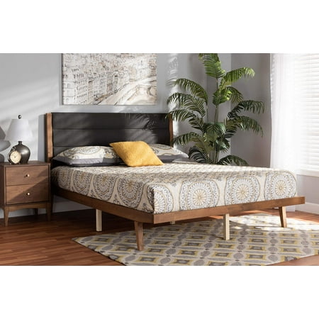 Baxton Studio Jarlan Charcoal and Brown Finished Wood Queen Size Platform Bed