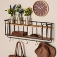 thumbnail image 1 of Baxton Studio Jaron Modern Industrial Oak Finished Wood and Black Finished Metal 2-Tier Entryway Wall Mounted Key and Coat Hanger, 1 of 4